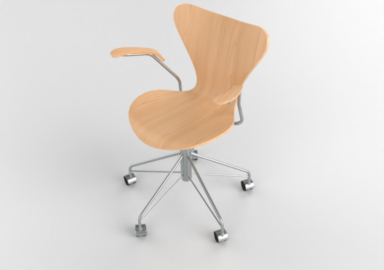 Sillas 3D - Silla con asiento de madera - Fritz Hansen -...