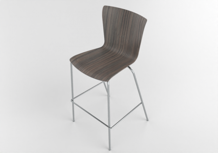 Cadeira 3D - Banqueta com assento de madeira - Fritz Hansen...