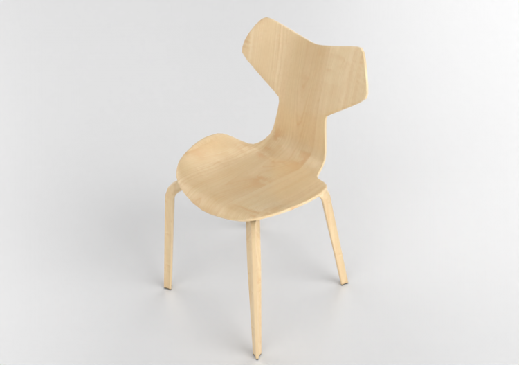 椅子 - Chair with wooden seat - Fritz Hansen - Grand Prix -...