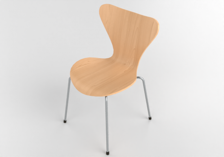 Cadeira 3D - Cadeira com assento de madeira - Fritz Hansen...