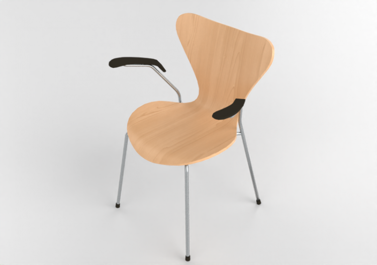 Cadeira 3D - Cadeira com assento de madeira - Fritz Hansen...