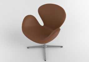 Poltronas 3D - Sillón con asiento de cuero - Fritz Hansen - Swan - 3320