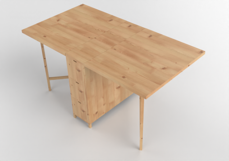 Mesas 3D - Mesa de madeira - Ikea - Gateleg - ACCA software