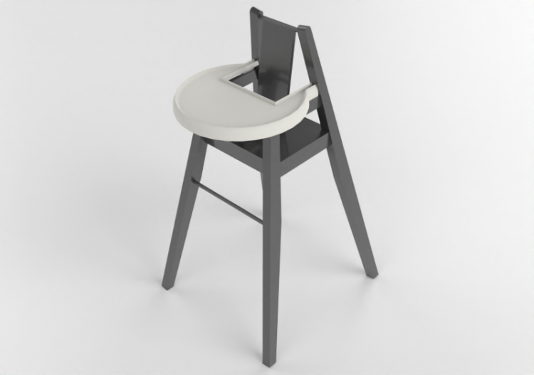 3D Chairs - High chair in lacquered wood - Ikea - Blames -...