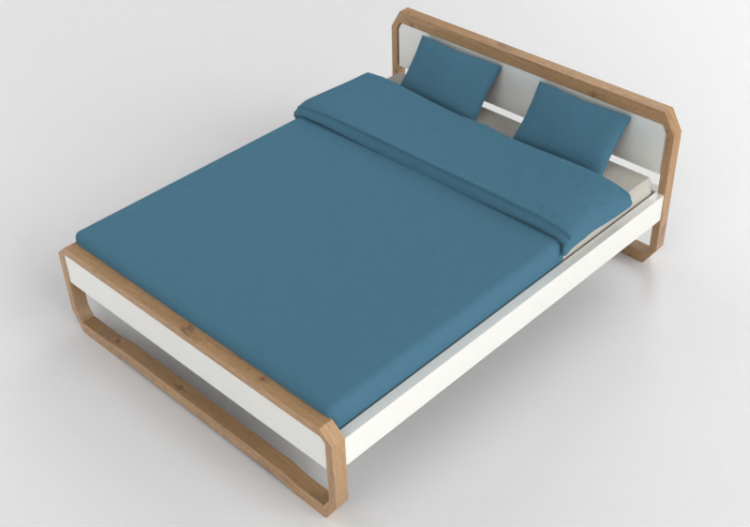 Beds and Side Cabinets 3D - Wooden double bed - Ikea - Anes...
