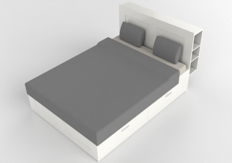 Lits 3D - Lit deux places en bois laqué - Ikea - Brimnes -...