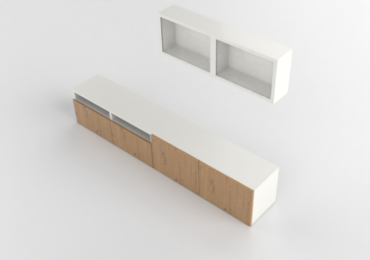 3D Furniture - TV stand in lacquered wood - Ikea - Besta -...