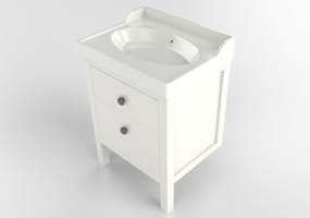 3D Waschbecken - Schrank aus lackiertem Holz mit Aufsatzwaschbecken - Ikea - Hemnes - Rattviken