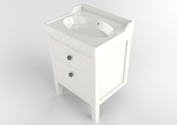 3D Waschbecken - Schrank aus lackiertem Holz mit...