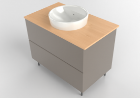3D Waschbecken - Schrank aus lackiertem Holz mit Aufsatzwaschbecken - Ikea - Godmorgon