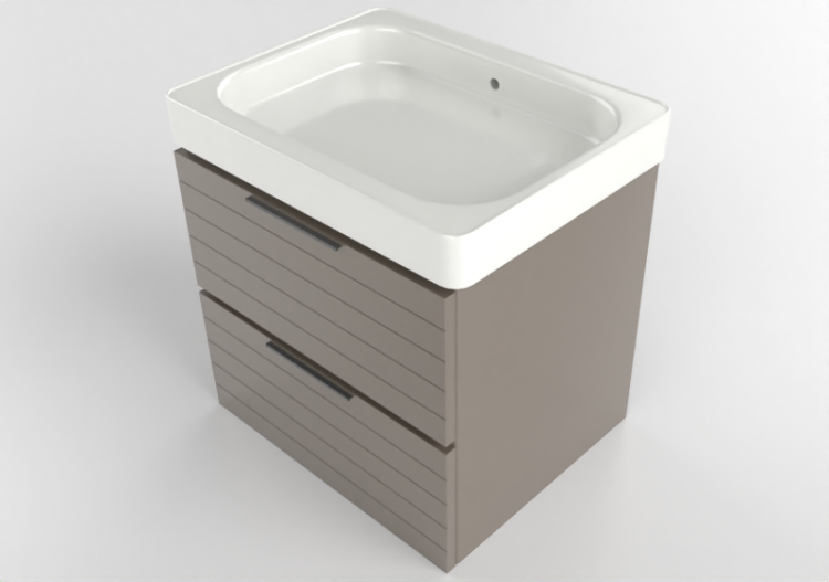 3D Waschbecken - Schrank aus lackiertem Holz mit...