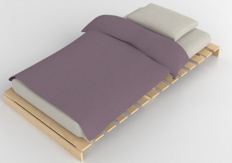 Beds and Side Cabinets 3D - Futon bed in fabric - Ikea -...