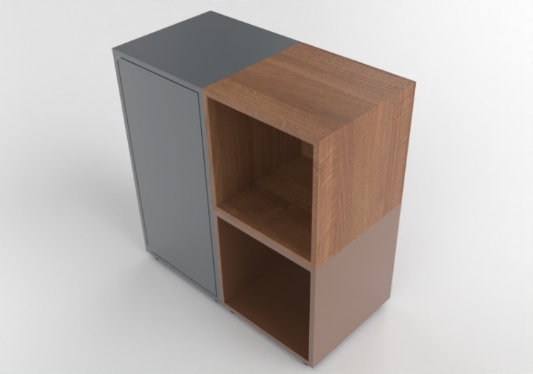 3D Furniture - Composition of lacquered wooden furniture -...