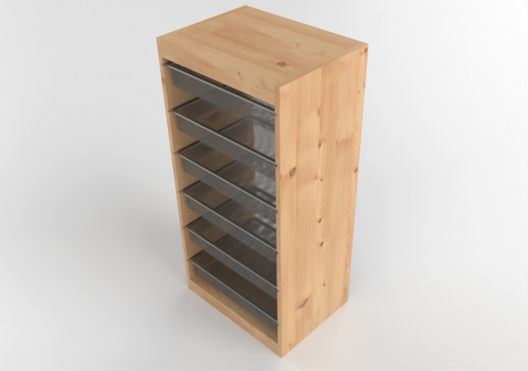Librerie 3D - Mobile con contenitori in legno - Ikea -...