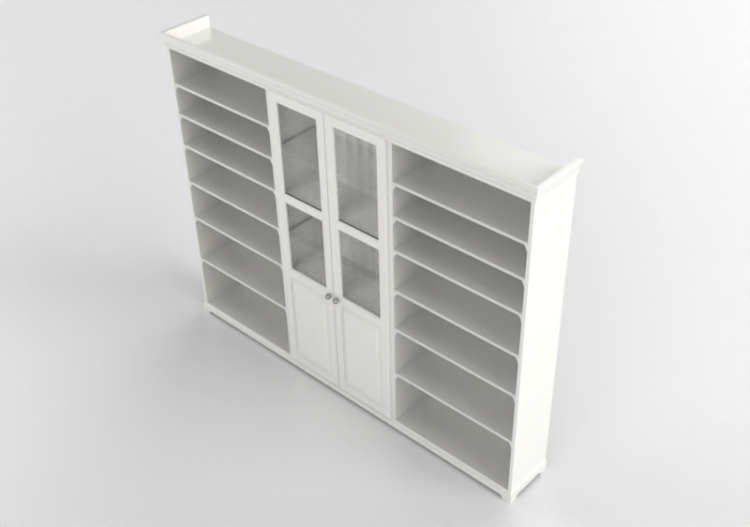 Librerie 3D - Composizione di librerie in legno laccato -...