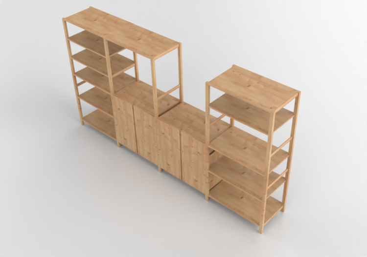 Bibliothèque 3D - Combinaison d'étagères - Ikea - Ivar -...