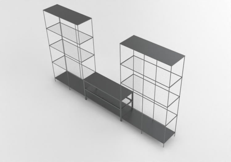 3D Bookshelves and Containers - TV Cabinet composition -...