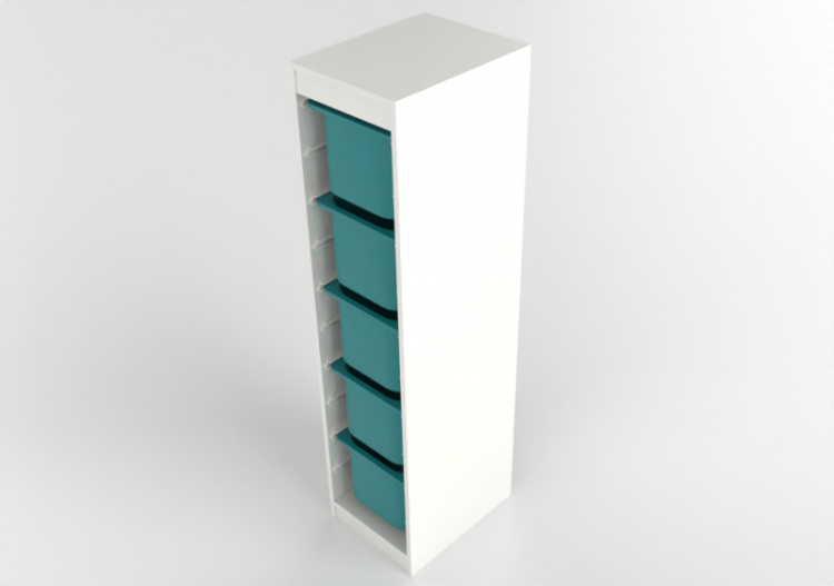 3D Bookshelves and Containers - Storage boxes composition -...