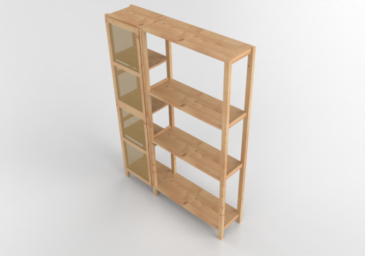 Librerías y Contenedores 3D - Estantería con puertas de...