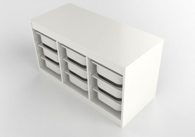 3D Bookshelves and Containers - Storage boxes composition -...