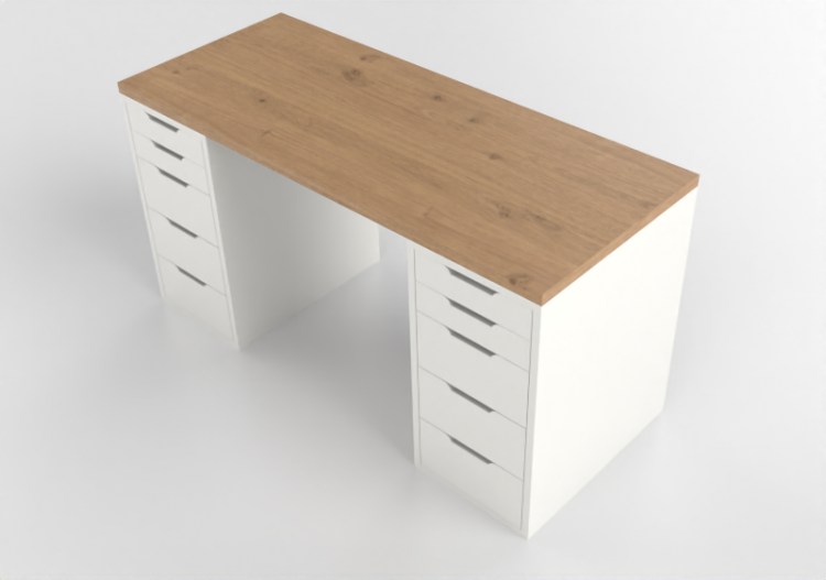 Bureaux 3D - Bureau en bois - Ikea - Alex - Lagkapten -...