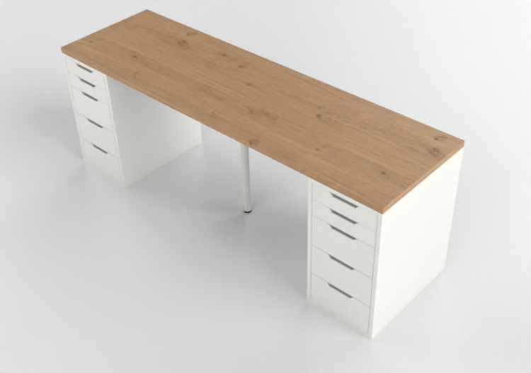 Bureaux 3D - Bureau en bois - Ikea - Alex - Lagkapten -...