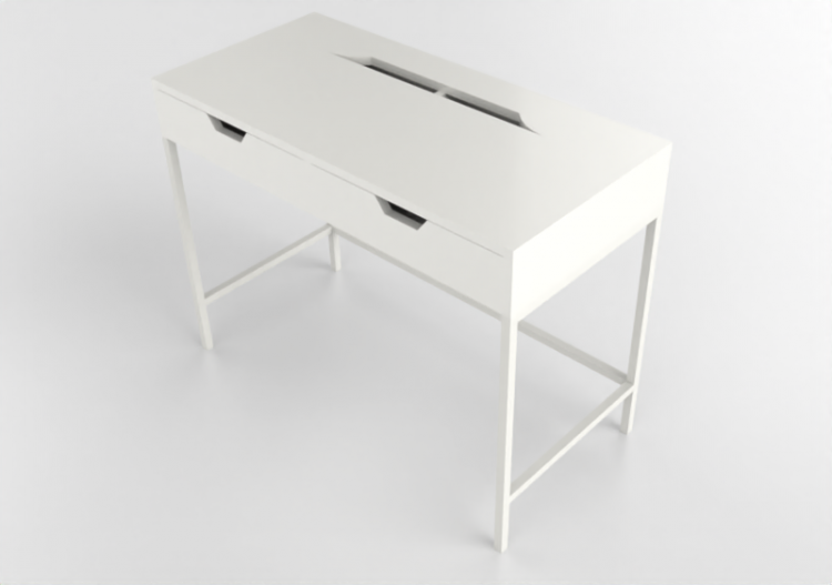 Escritorios 3D - Escritorio de madera lacada - Ikea - Alex...