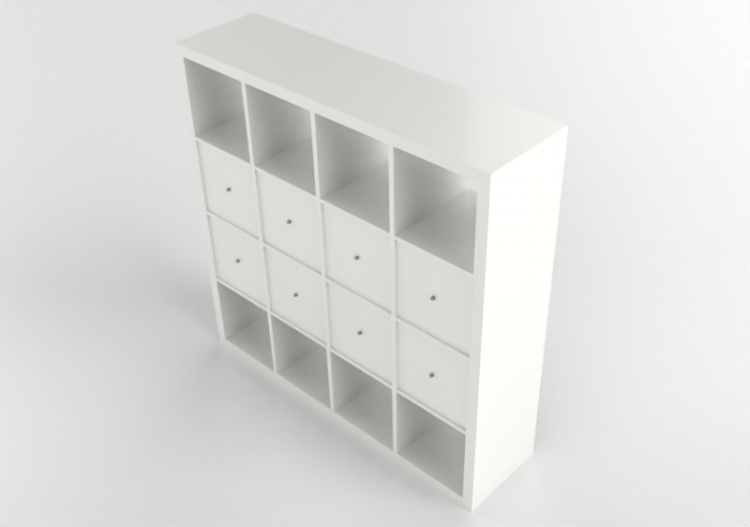3D Bücherregal und Behälter - Regal aus Holz lackiert -...
