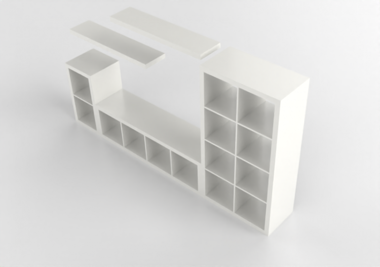 3D Bücherregal und Behälter - Wohnzimmer-Komposition - Ikea...