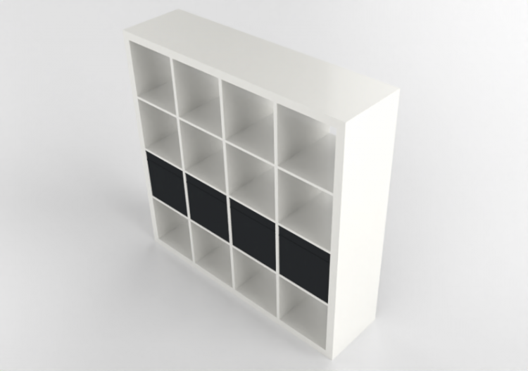 3D Bücherregal und Behälter - Regal aus Holz lackiert -...