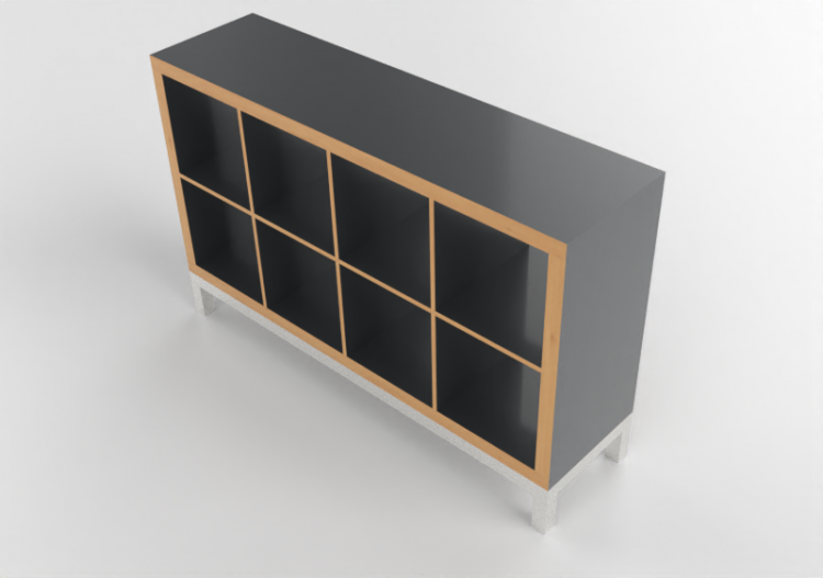 3D Bücherregal und Behälter - Regal aus Holz lackiert -...