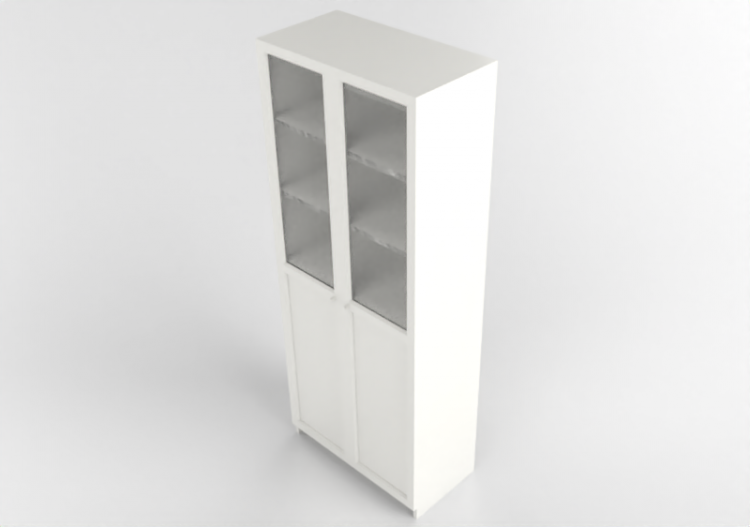 Estantes 3D - Estante com portas de madeira envernizada -...