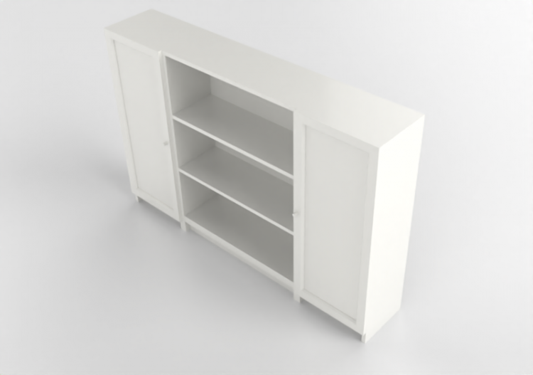 Estantes 3D - Estante com portas de madeira envernizada -...