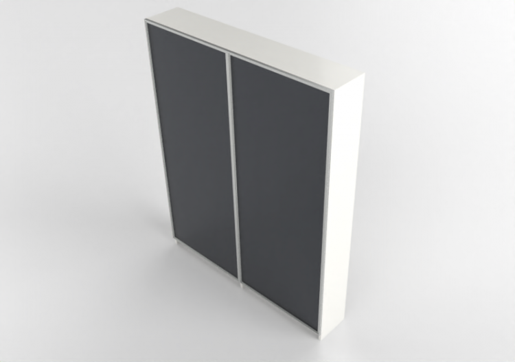 3D Bücherregal und Behälter - Bücherregal mit Türen aus...