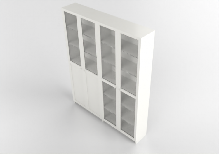3D Bücherregal und Behälter - Bücherregal mit Türen aus...
