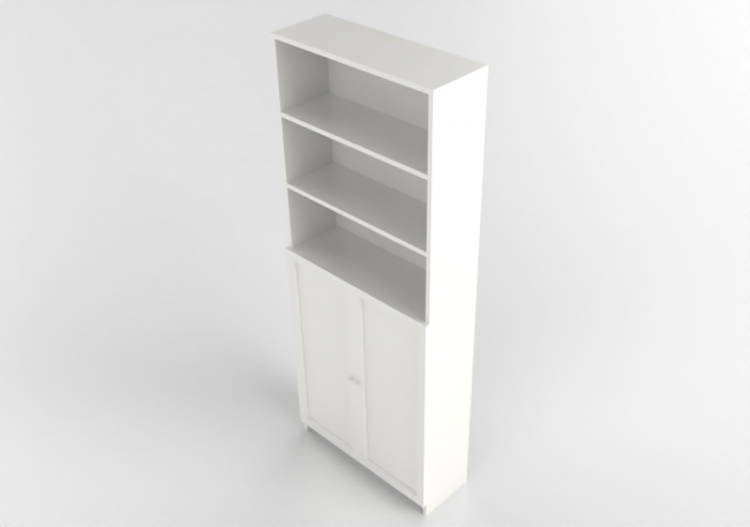 Estantes 3D - Estante com portas de madeira envernizada -...