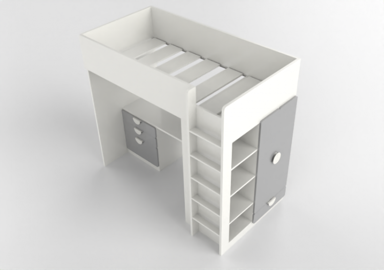 3D Beds - Mezzanine bed with wardrobe and desk - Ikea -...