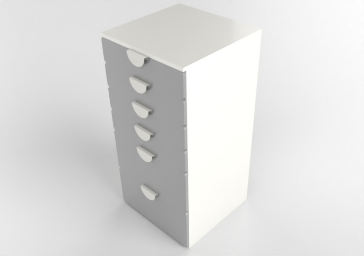 3D Möbel - Schrank aus Holz lackiert - Ikea - Småstad -...