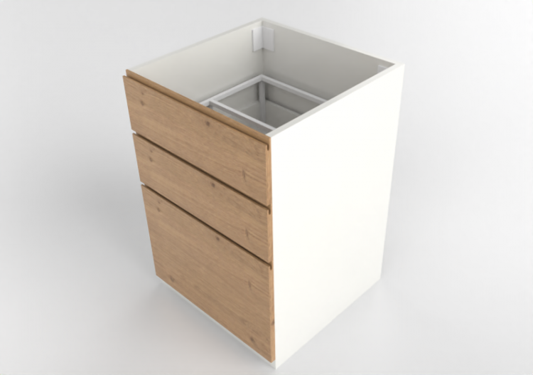 Bases 3D - Lavatório com gabinete de madeira envernizada -...