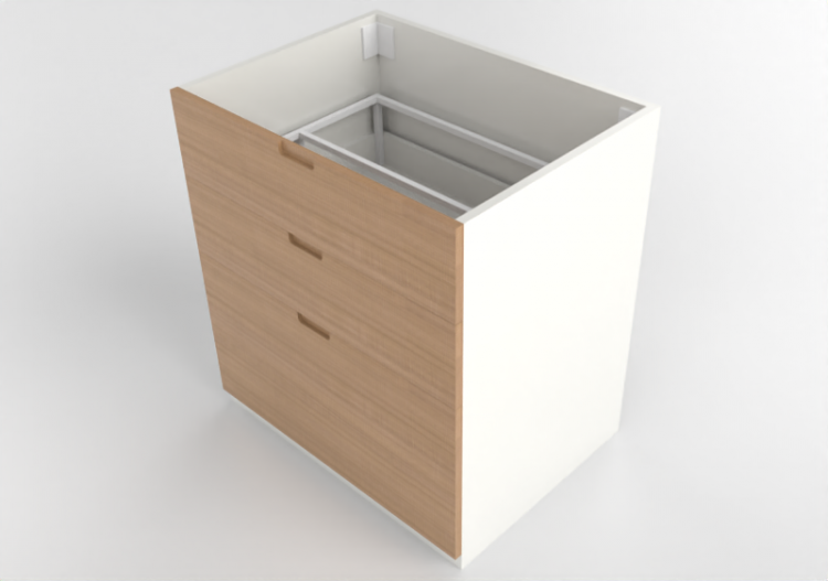 Bases 3D - Lavatório com gabinete de madeira envernizada -...