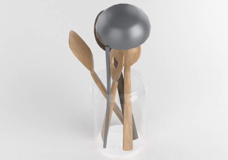 Crockery and cutlery 3D - Container with kitchen utensils -...