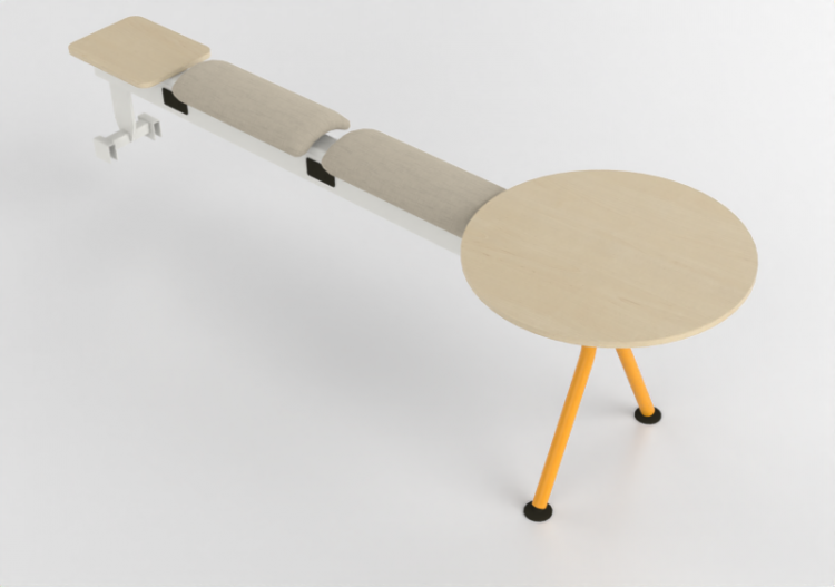 3D Chairs - Bench with fabric seat and coffee tables -...