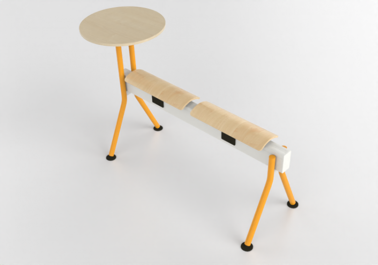 3D Stühle - Bank mit Sitz-Teil aus Holz und Tisch - Senator...
