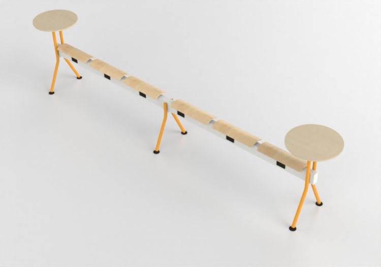 椅子 - Bench with wooden seat and tables - Senator - Colab -...
