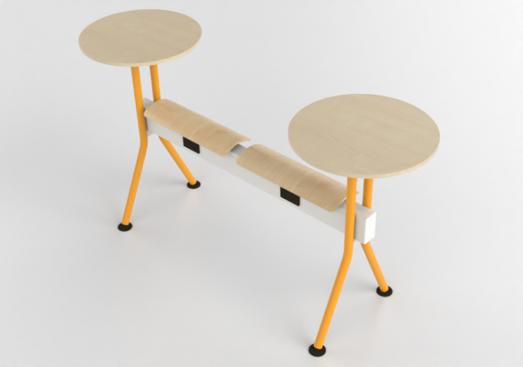 3D Chairs - Bench with wooden seat and tables - Senator -...