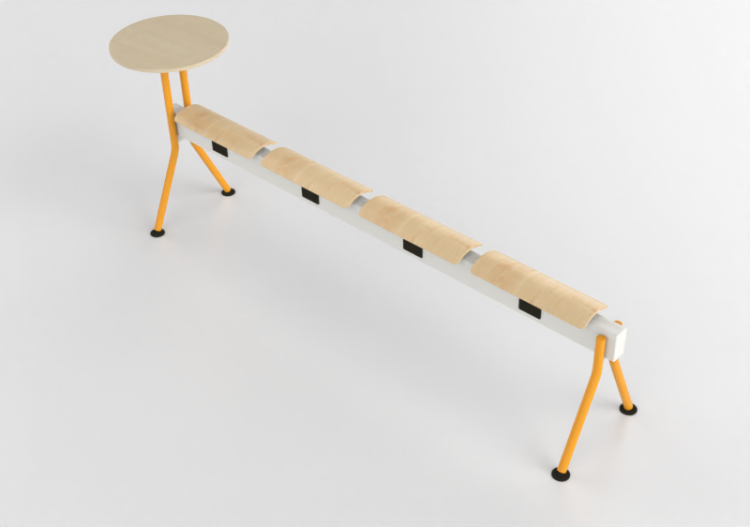 Sillas 3D - Banco con asiento de madera y mesa - Senator -...