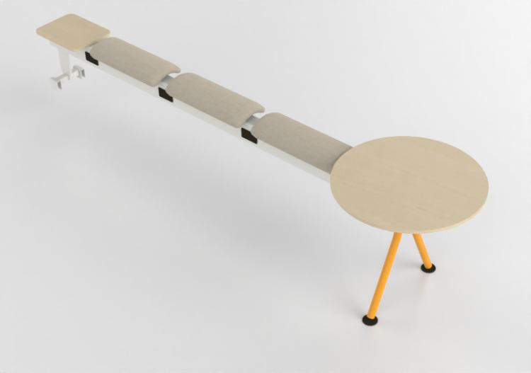 Chaises 3D - Banc avec assise et petites tables - Senator -...