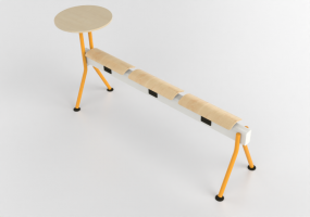 3D Chairs - Bench with wooden seat and table - Senator - Colab - CB3SBPPT