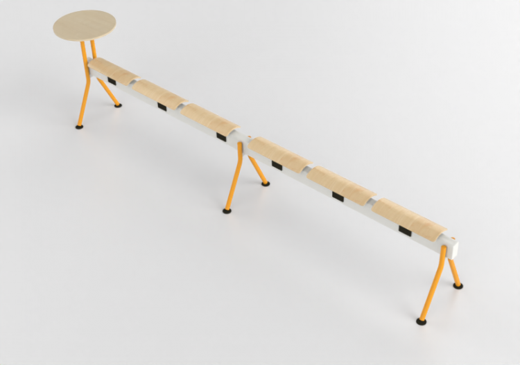 Sedie 3D - Panca con seduta in legno e tavoli - Senator -...