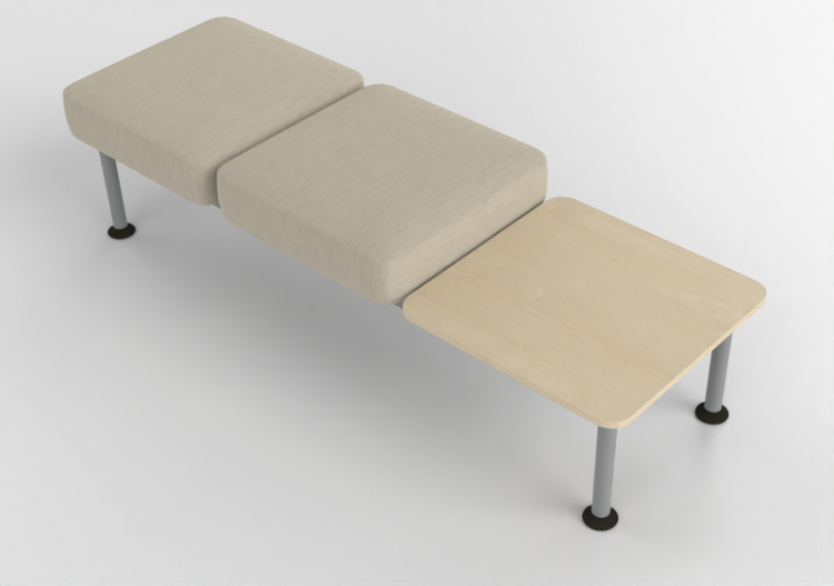 3D Sessel - 2-Sitzer-Sofa ohne Rückenlehnen mit Tisch -...